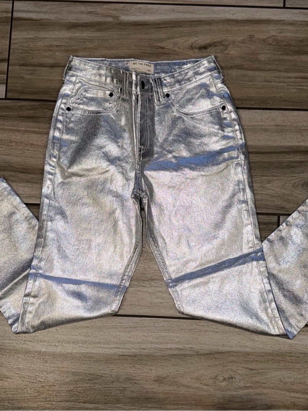 We The Free Metallic Silver Jeans